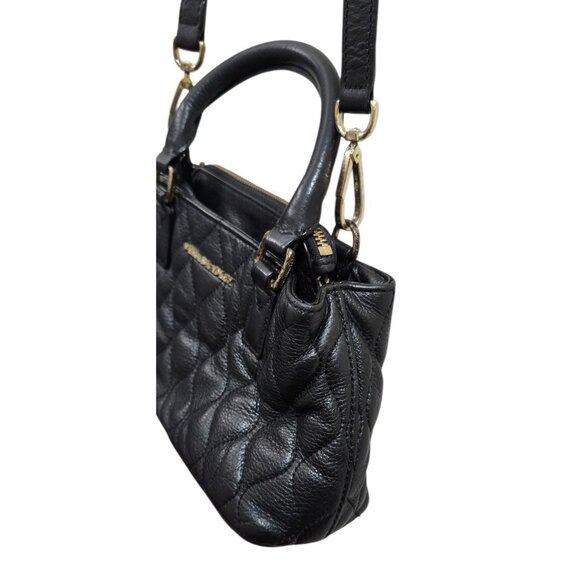 Vera Bradley Black Quilted Leather Mini Bag Crossbody Top Handle Chic Everyday - Picture 5 of 15